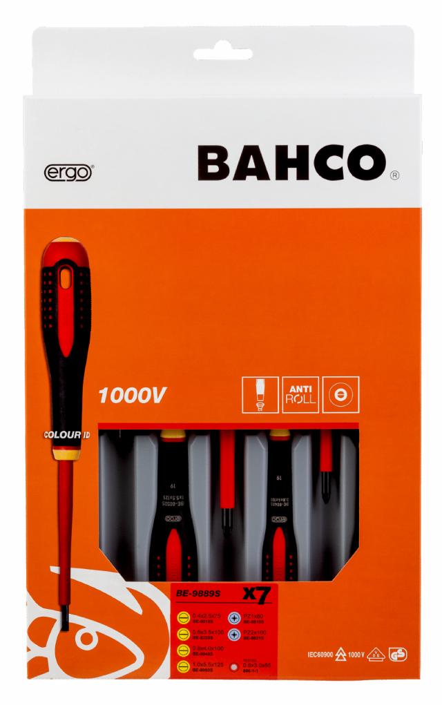 Bahco ERGO skruetrækkersæt, 1000V, 7 dele