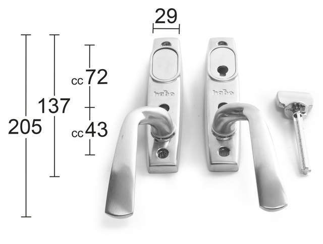 TERRASSEDØRSGREB COPENHAGEN BØRSTET KROM