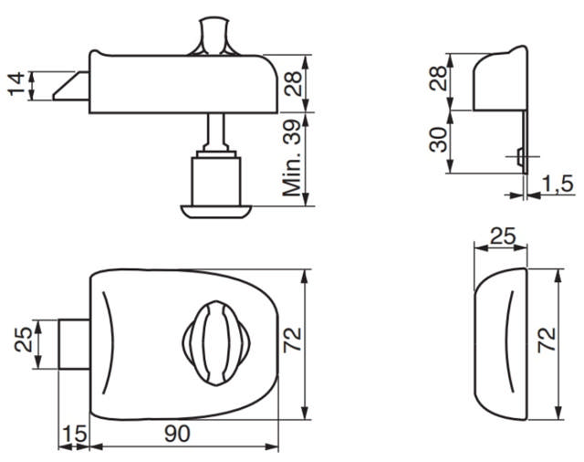 Ruko kasselås RB1601 IND Sort/M