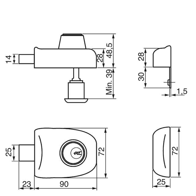 Ruko kasselås RB1622 H UD Sort/M