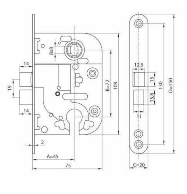 KOTARBAU indstikslås 45 DIN profil cylinder