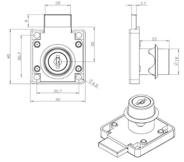 RIM LOCK 850, Ø19X22MM