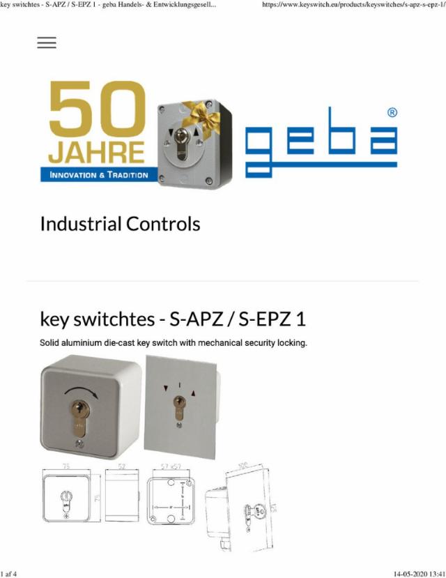 Geba nøglekontakt s-ao 1-2T t/oval cylinder