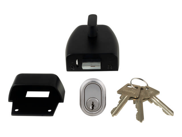 Lockit kasselås komplet m/ falle, sort