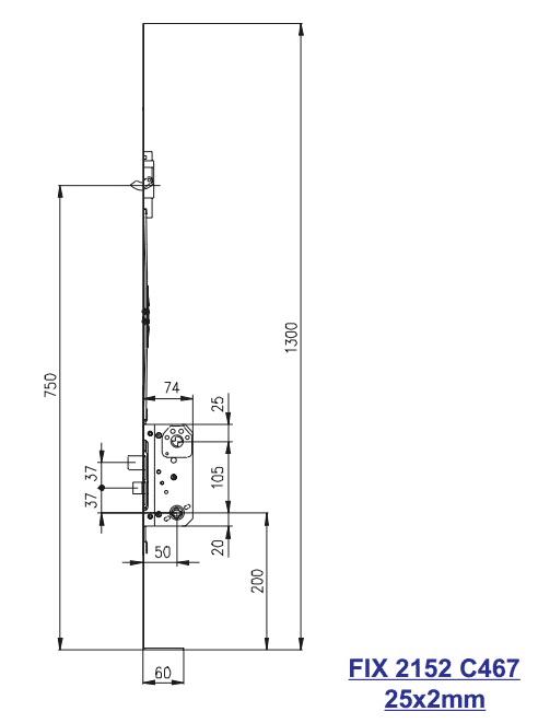 Fix stanglås 8004 2152 C-467 M5017 halvdør MPL højre