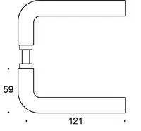 Randi dørgreb 102100AB L-form 19mm u/roset(34-58mm)