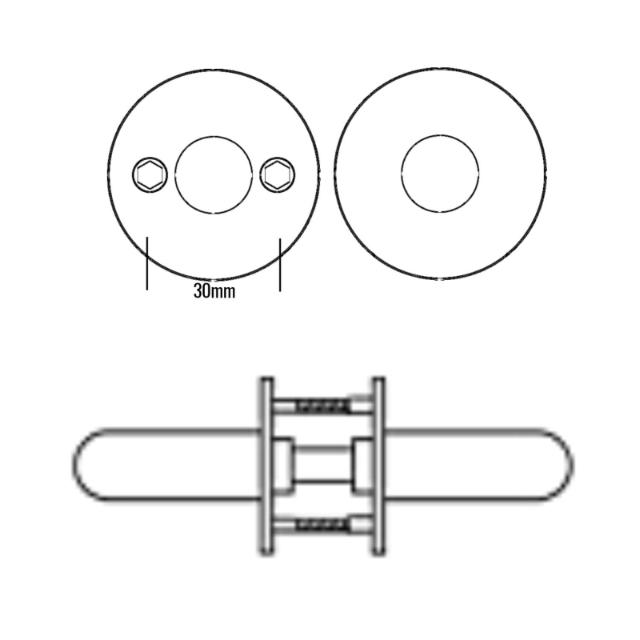 Randi dørgreb P301494AB H-form ø16mm CC30, mess.