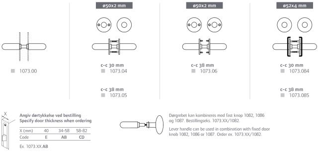 Randi Komé dørgreb 107300AB 19mm u/roset, sæt