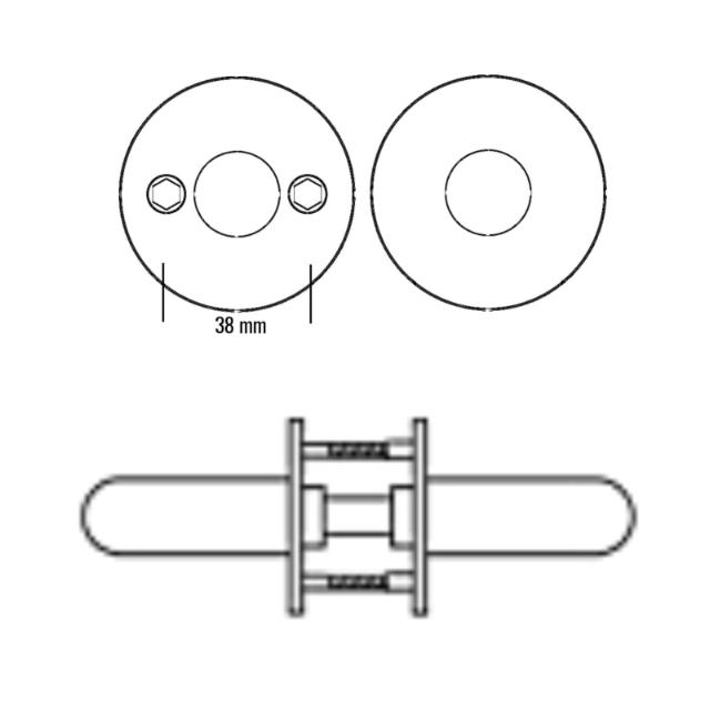 Randi dørgreb P301195AB H-form ø14mm CC38, mess.