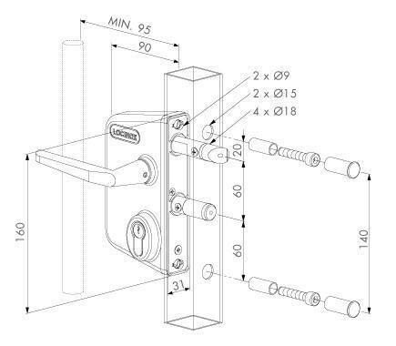 Locinox Port Låsekasse 40 mm firkantrør