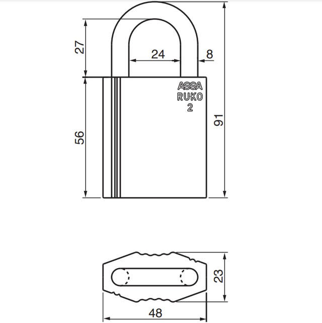 Ruko hængelås RD2641 KL 2 