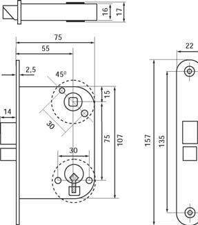 Trioving mellemdørslås b522 h (991001)