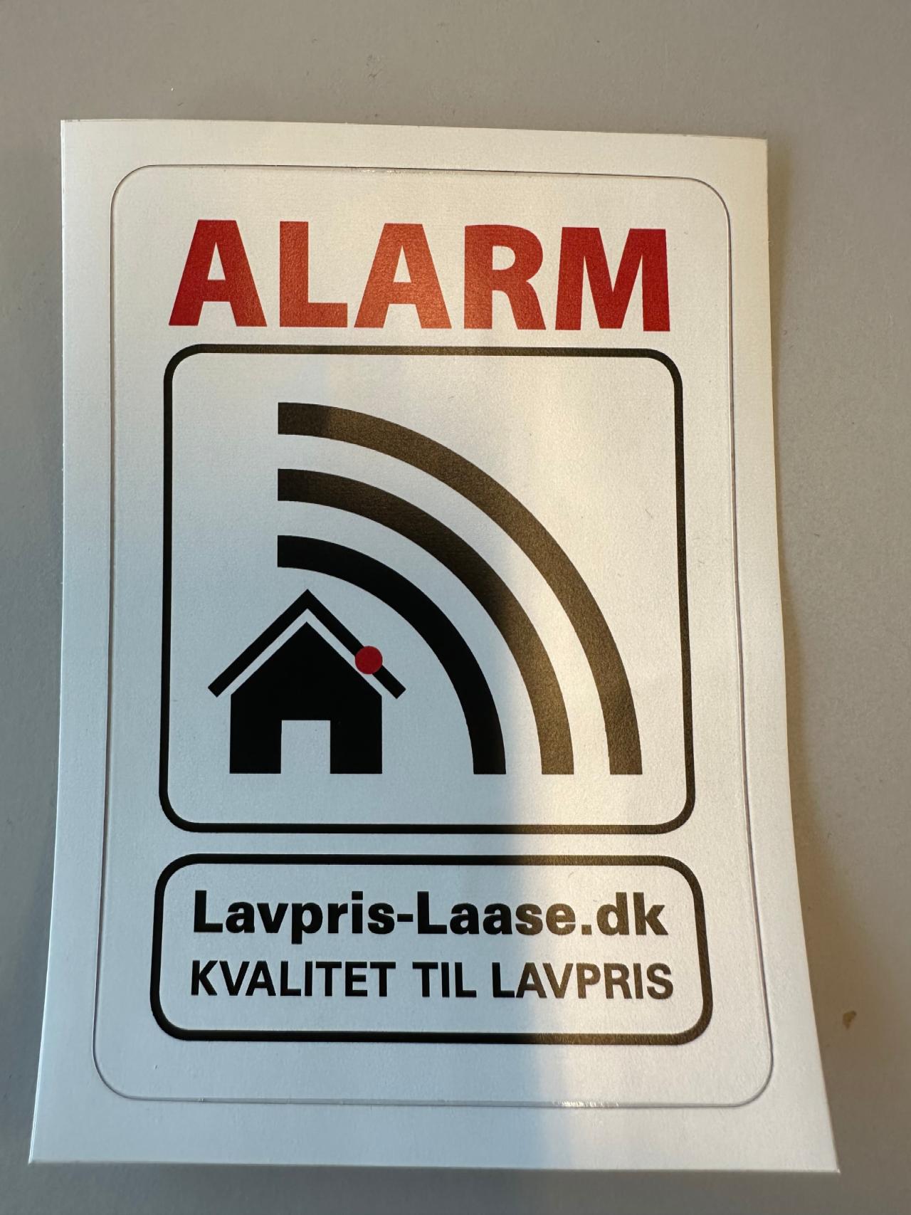 Alarm klistermærke egen produktion