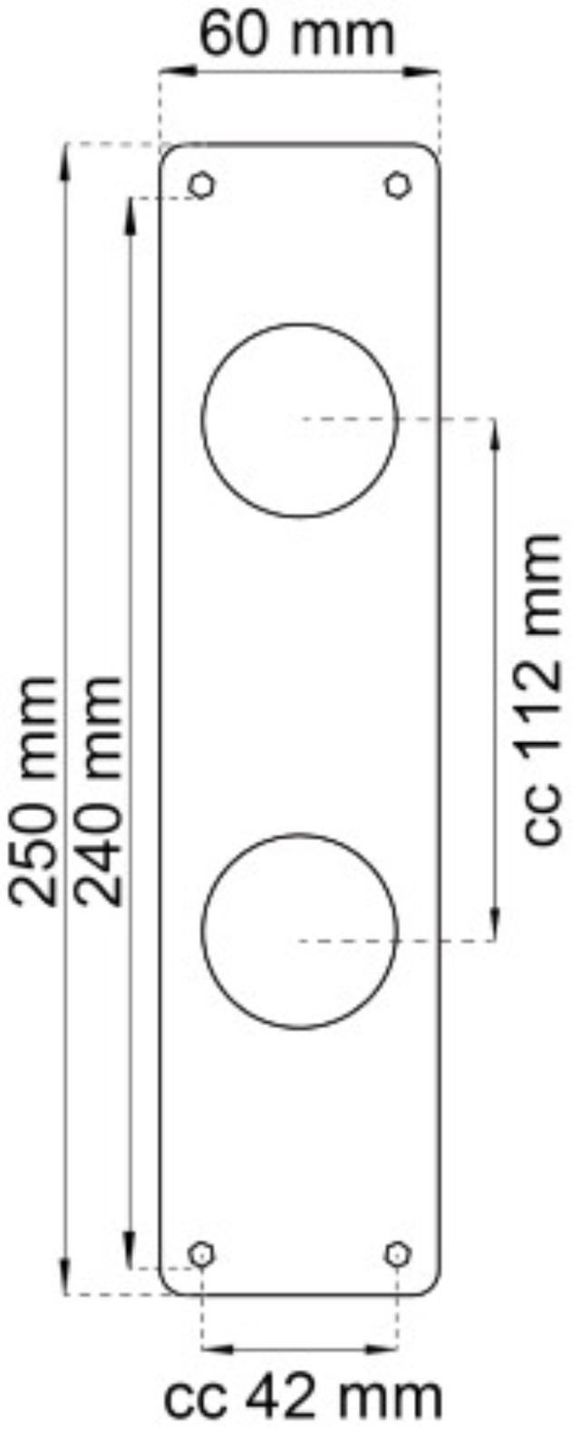 DÆKSKILT 60X250MM MASSIV RUSTFRI 