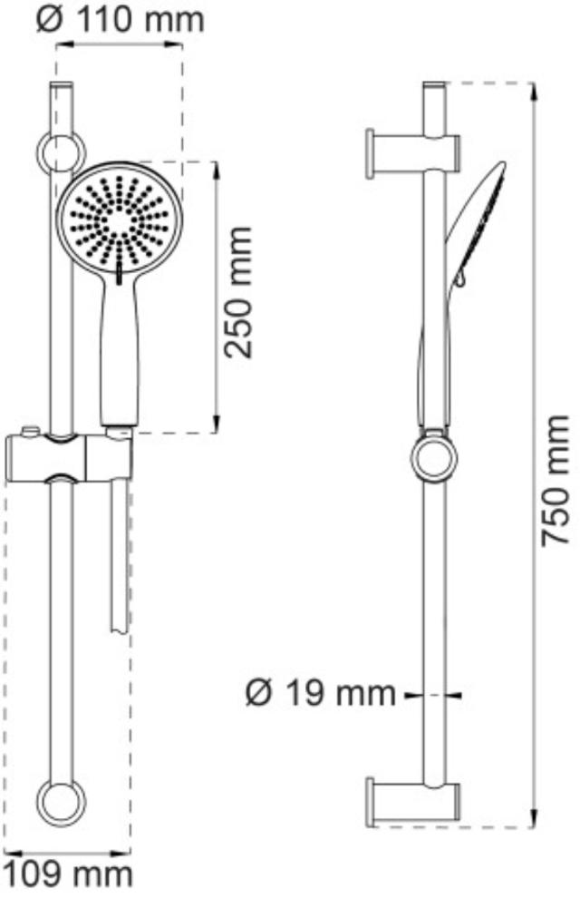 BRUSERSTANGSSÆT DAHLIA 3-SPRAY KROM