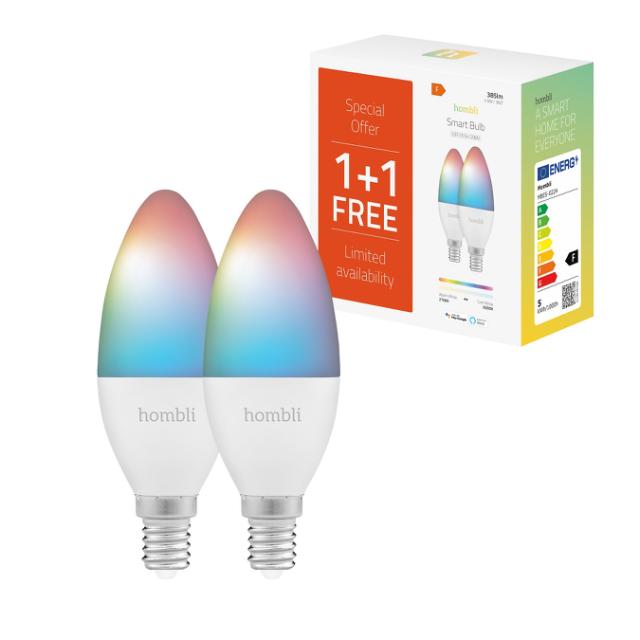 Hombli Smart Bulb 4.5W RGB & CCT (E14) V2, Promo Pack