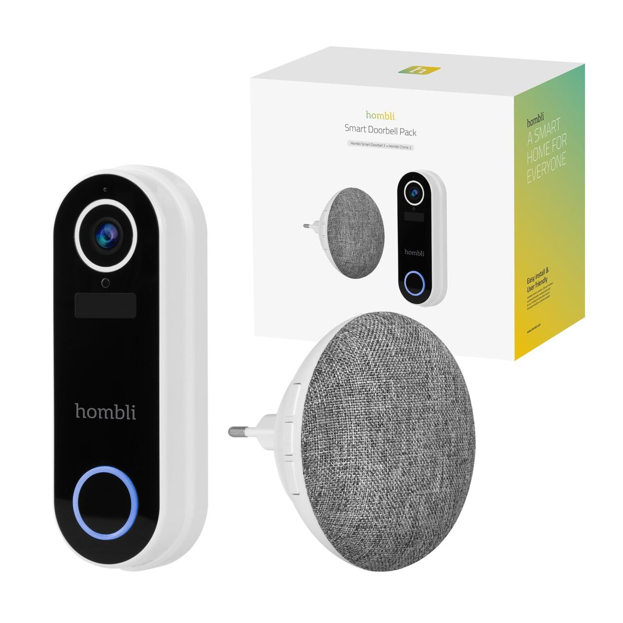 Hombli Smart Doorbell 2 Pack (Doorbell 2 + Chime 2), White