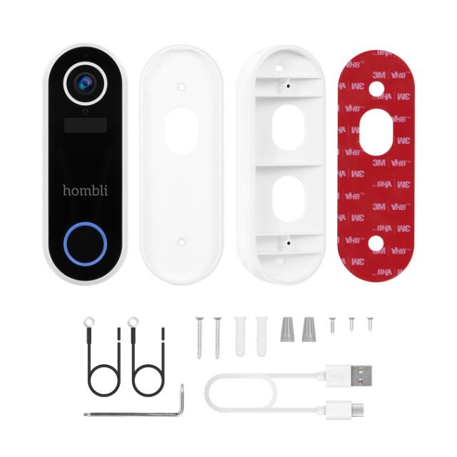 Hombli Smart Doorbell 2 Pack (Doorbell 2 + Chime 2), White