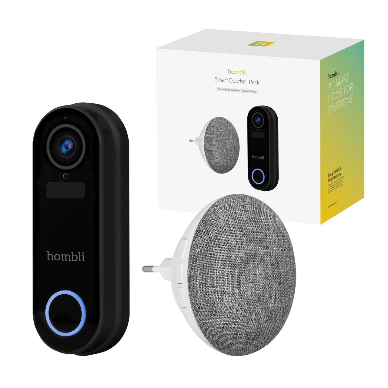 Hombli Smart Doorbell 2 Pack (Doorbell 2 + Chime 2), Black