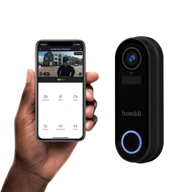 Hombli Smart Doorbell 2 Pack (Doorbell 2 + Chime 2), Black