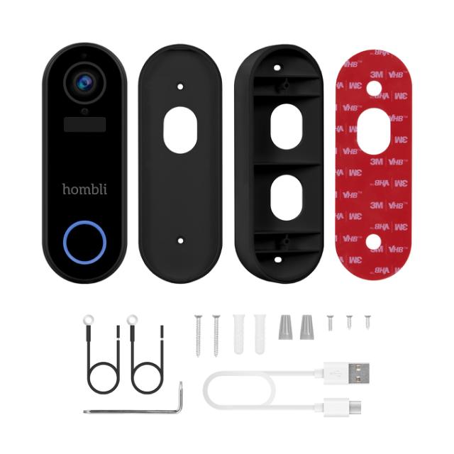 Hombli Smart Doorbell 2 Pack (Doorbell 2 + Chime 2), Black