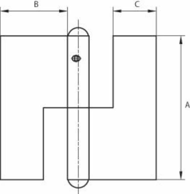 LET DØRHÆNGSEL 109X38 MM Fosfateret Hvid Venstre