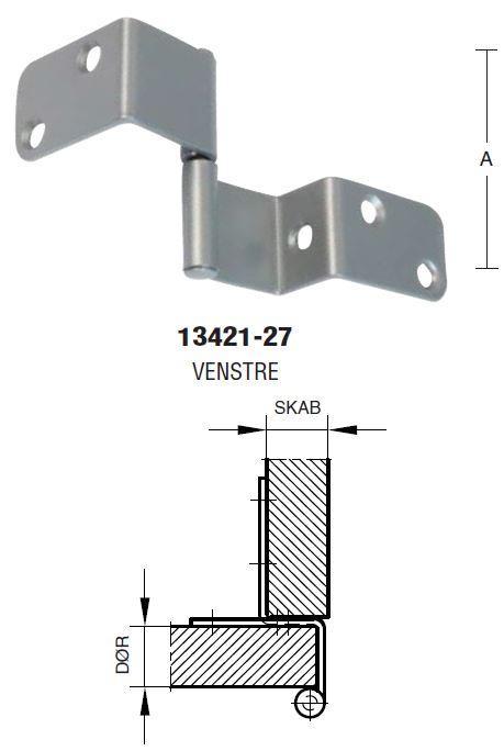 SKABSHÆNGSEL 50 MM-17/17 Fosfateret Grå Venstre