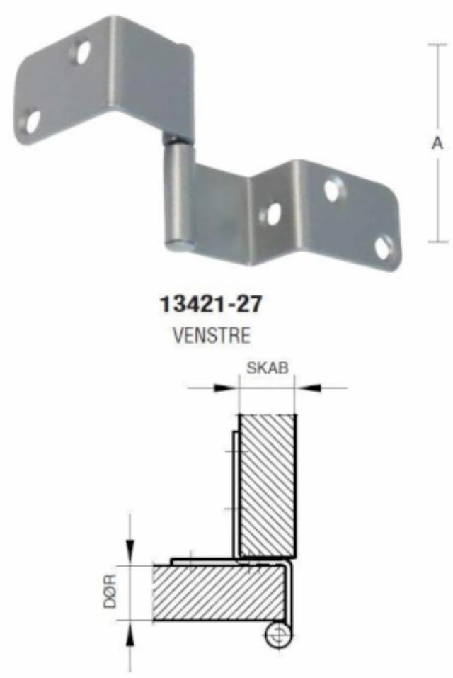 SKABSHÆNGSEL 50 MM-17/17 Fosfateret Grå Venstre