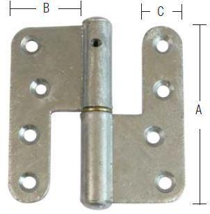 SVÆRT DØRHÆNGSEL 123X45MM Varmforzinket Højre