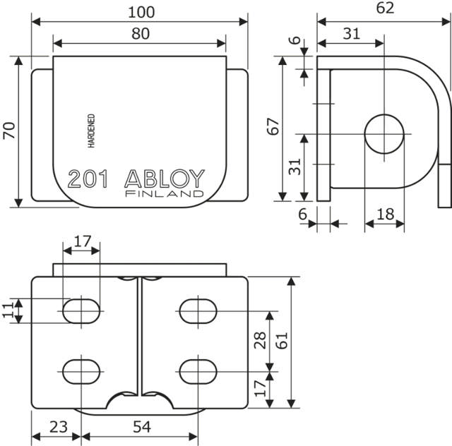 Abloy hængelåsbeslag 3+4h pl201 (357030)