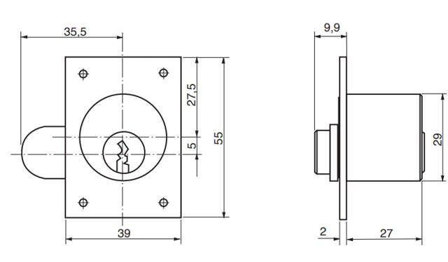 Ruko møbellås RB1608 M Højre