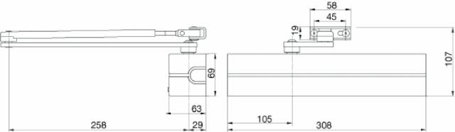 Door closer EN2-6 BC DC340 silver DEV1 anti-corros