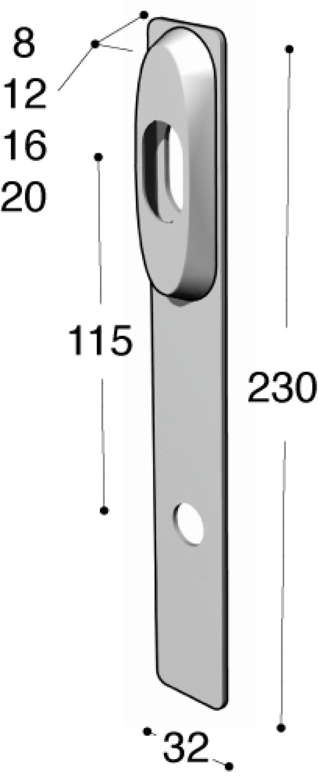 Ruko-Line smalprofil langskilt udv, cyl/greb 12mm cc115mm