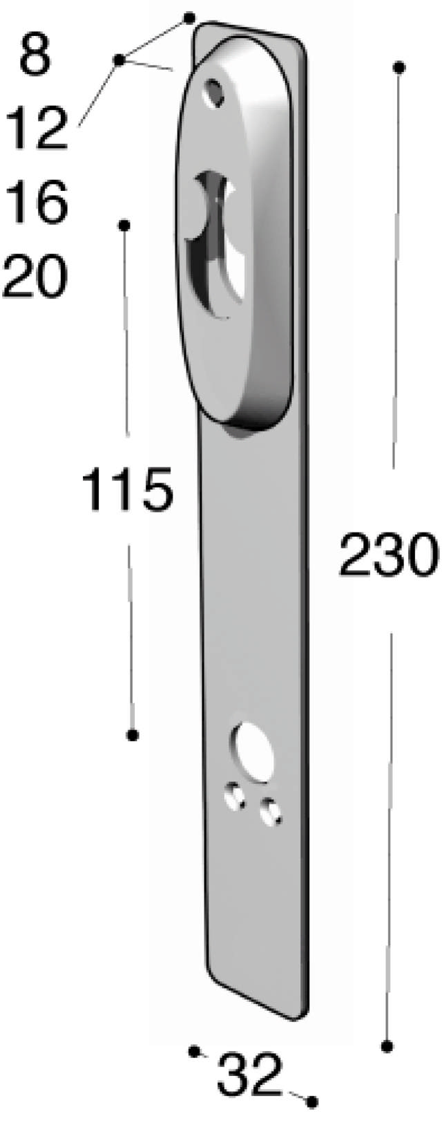 Ruko-Line smalprofil langskilt indv, rok/greb 8mm cc115mm