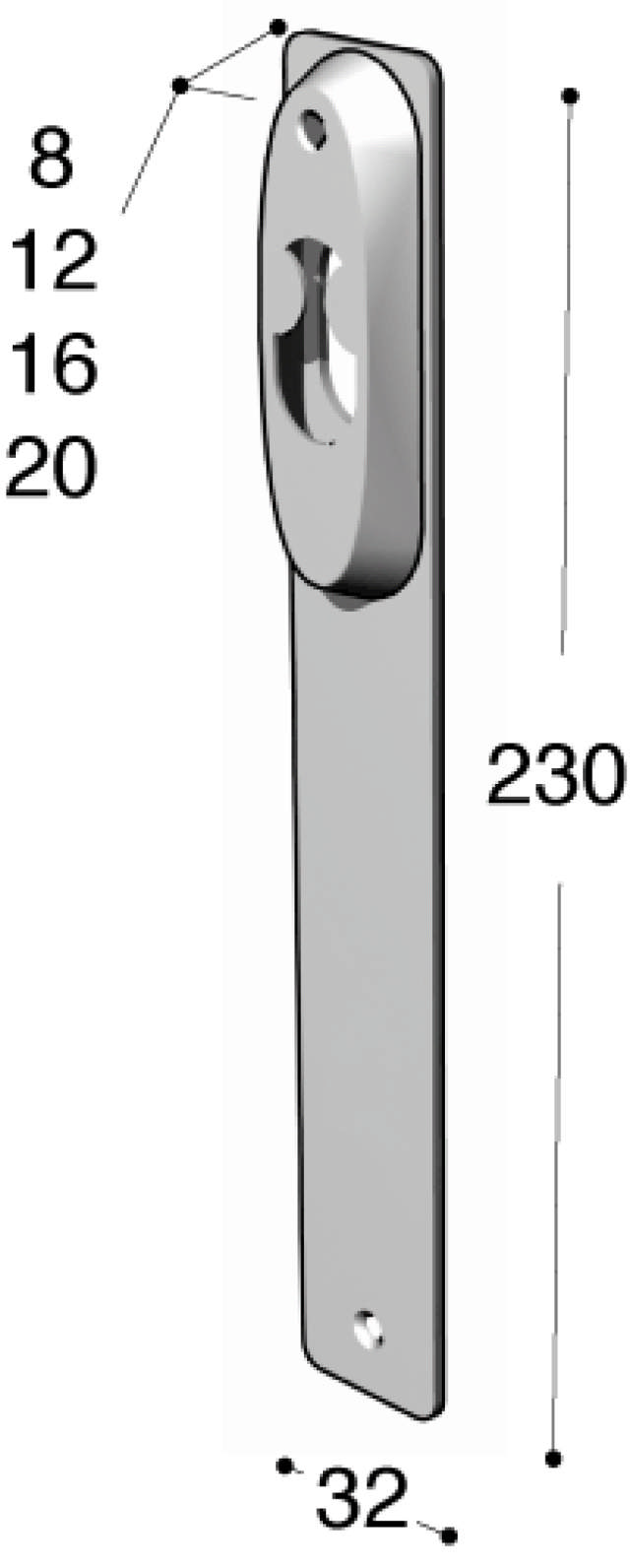 Ruko-Line smalprofil langskilt indv, rok/blind 8mm cc105mm