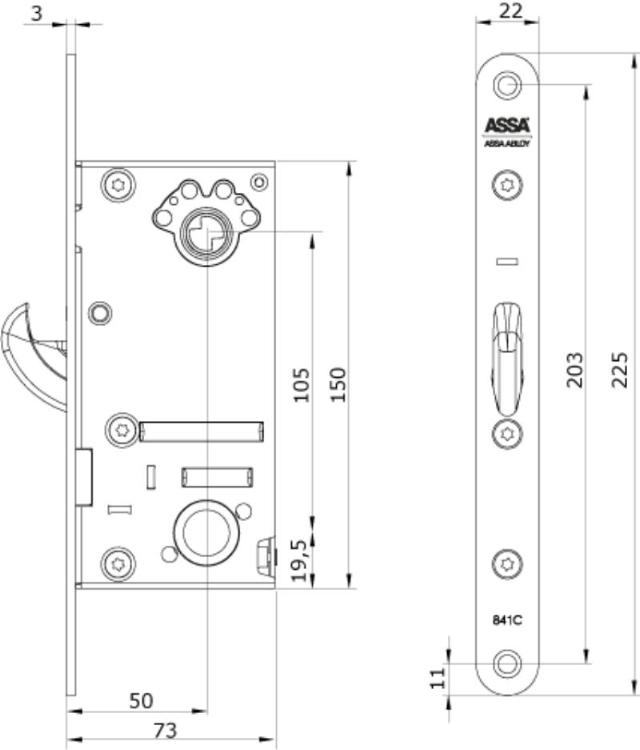 Abloy motorlås 841C-50 Hi-O, komplet med styreboks (968899)