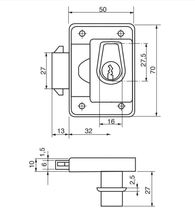 Ruko møbellås 1632 h