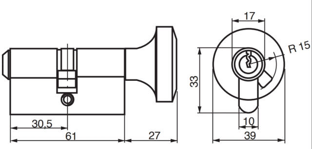 Ruko cylinder RB1602 +0+0 Rustfrit look