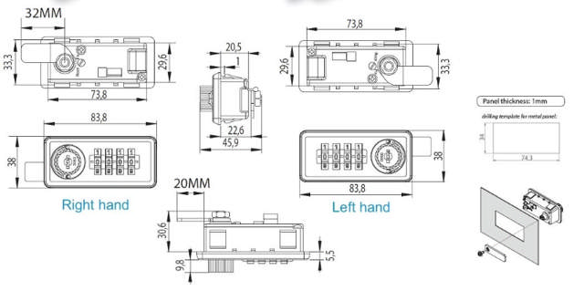 Siso møbellås m. kode M237, højre