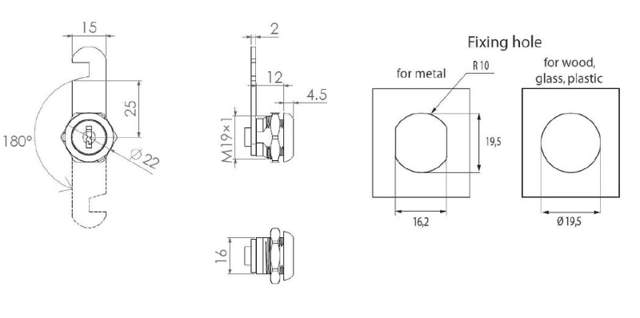 Siso møbellås 1900/11mm. 180g